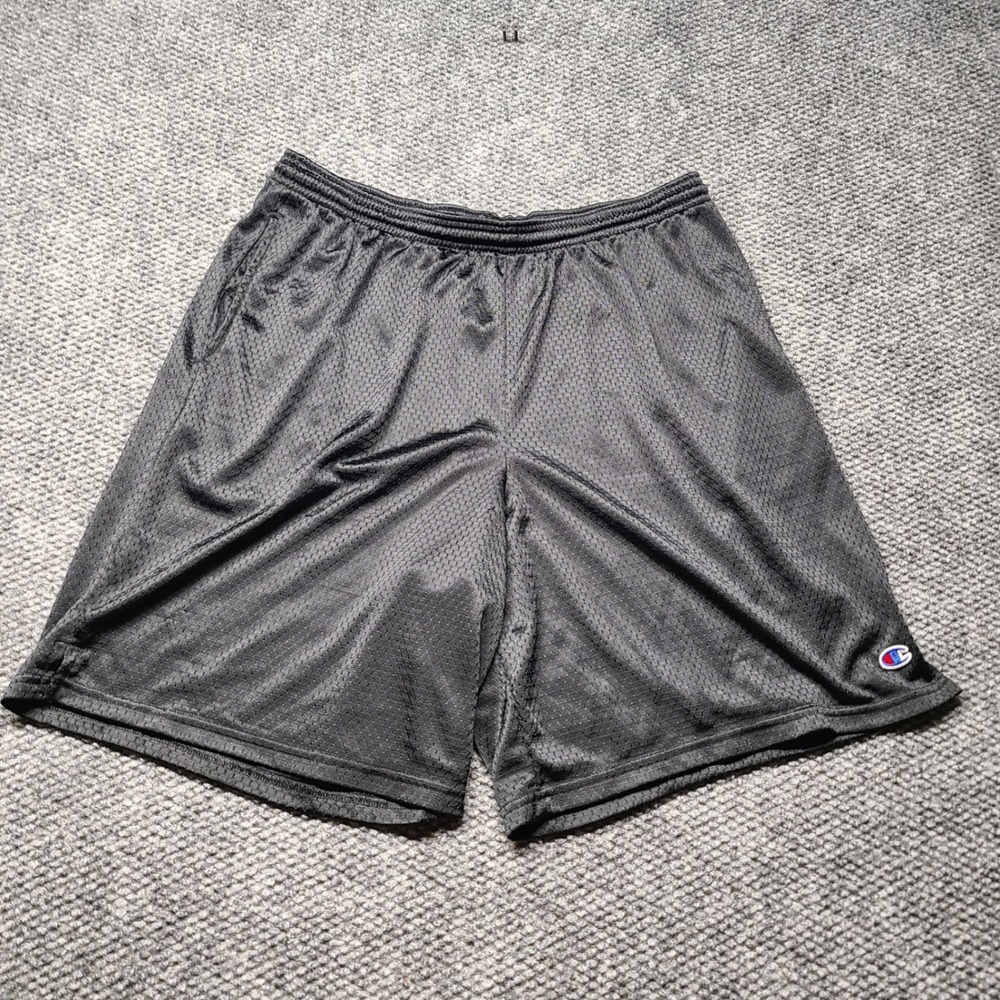 Champion Mens Black Mesh Athletic Basketball Shorts XL Pockets Drawstring